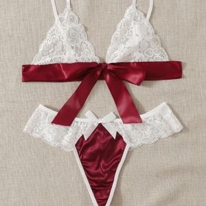 🦩Lace and Ribbon Lingerie set Large